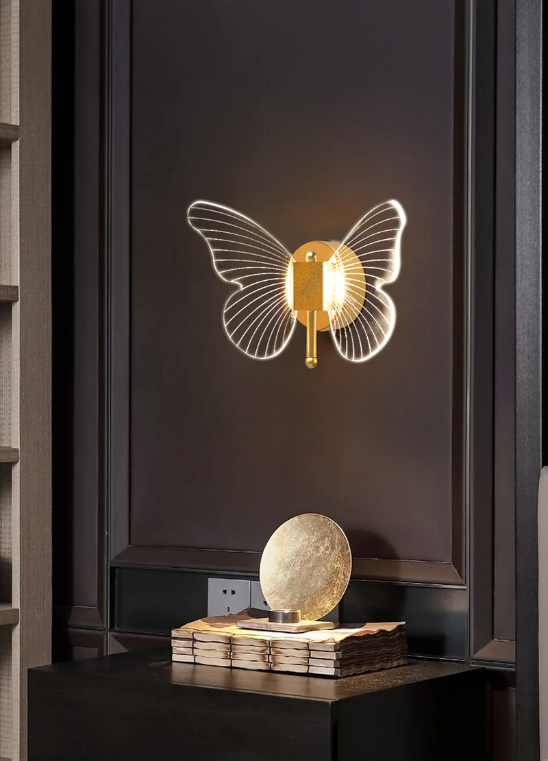 Led Butterfly Golden Walllamp