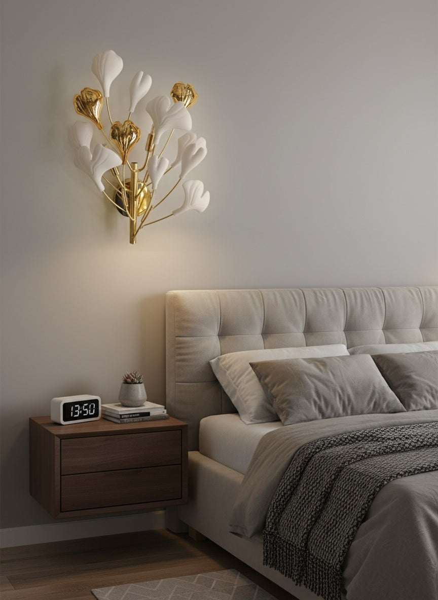 Nordic Golden White Leafl Led Wall Light