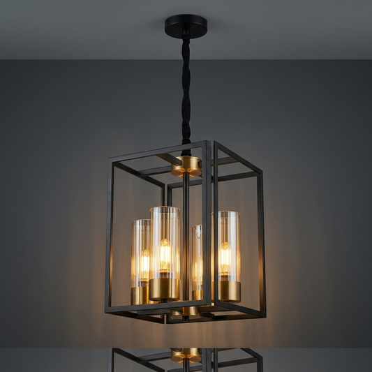 Antique Cage Style Black Golden Hanging Light