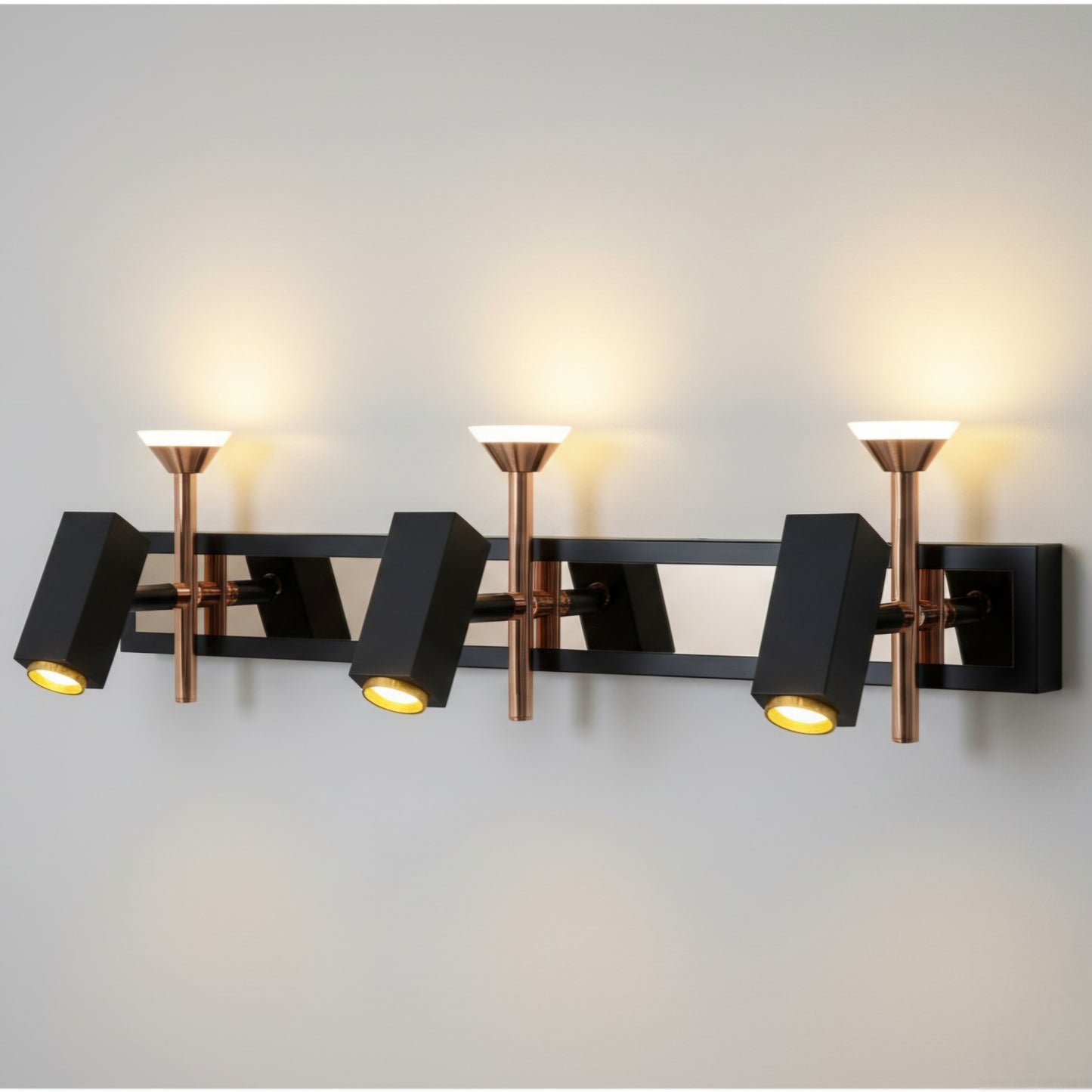 Led Black Rose Gold Warm Mirror Light