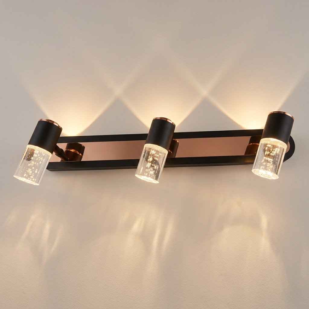 Led COB Black Rose Gold Warm Mirror Light
