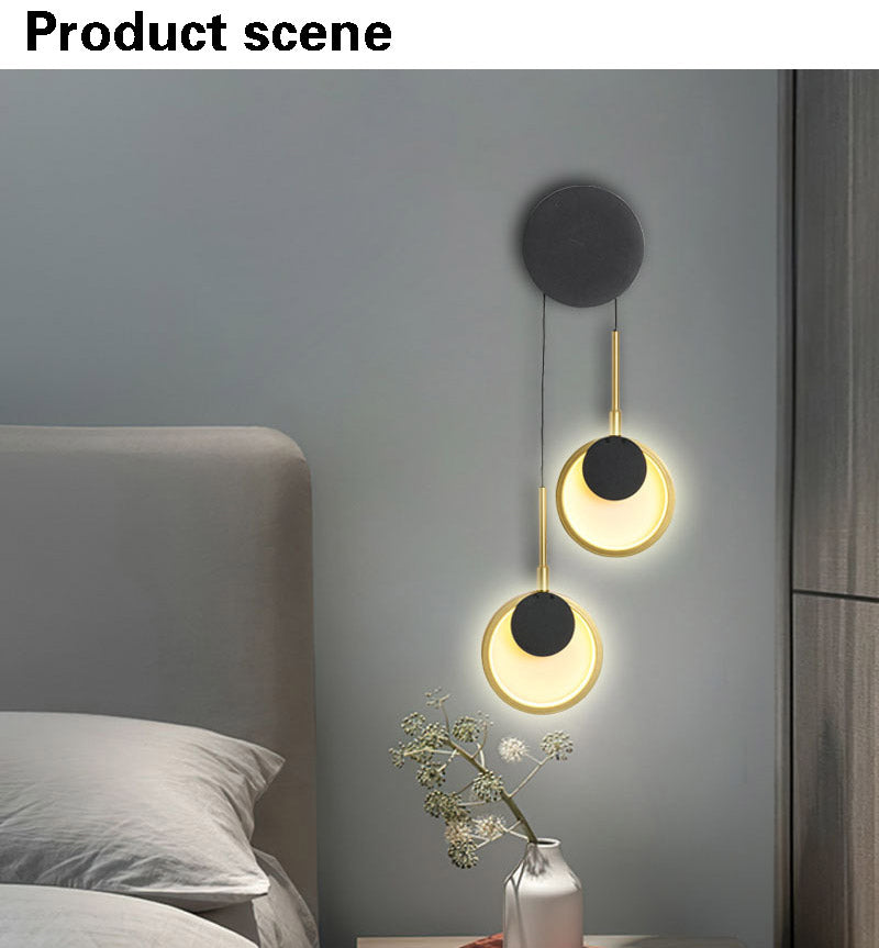 Nordic Double Rounded Black Gold Led Walllamp