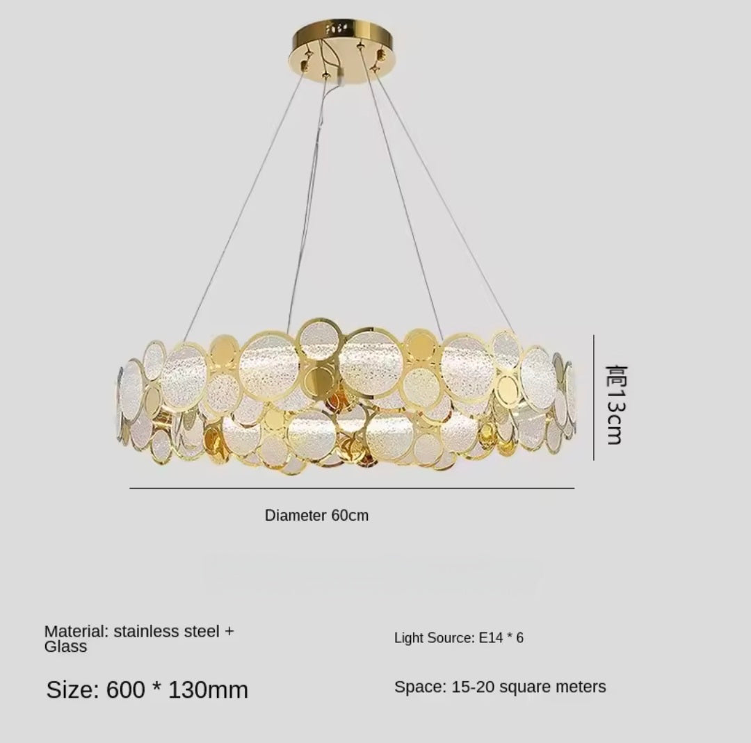 Rounded Crystal Golden Luxury Styled Chandlier Light