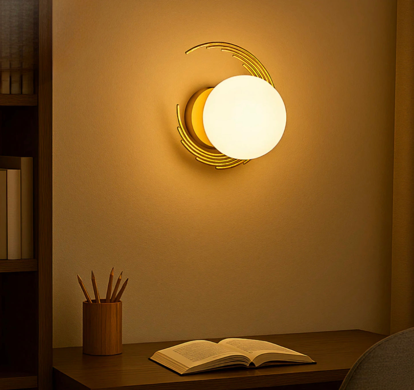 Rounded Modern Antique Styled Wall Lamp