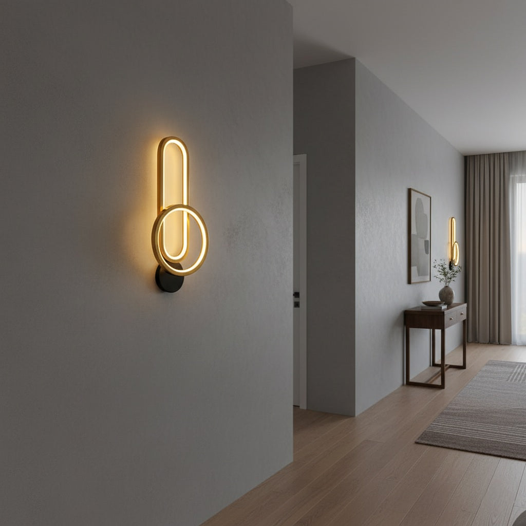 Oval Round Led Golden Wall Lamp