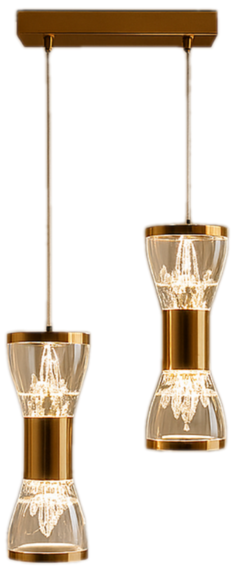 Minimistic Double Crystal Golden Led Warm Pandent Light