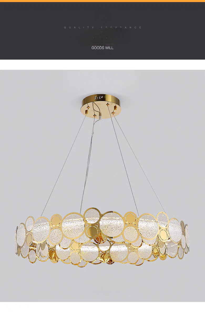 Rounded Crystal Golden Luxury Styled Chandlier Light