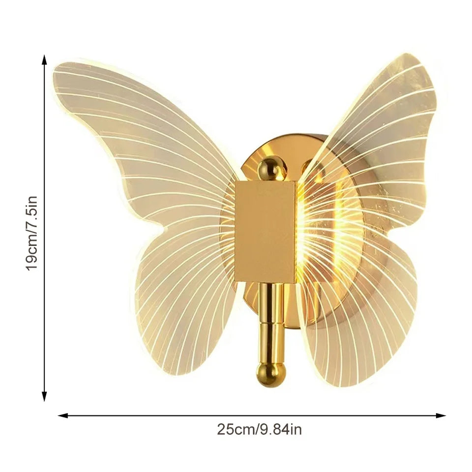 Led Butterfly Golden Walllamp