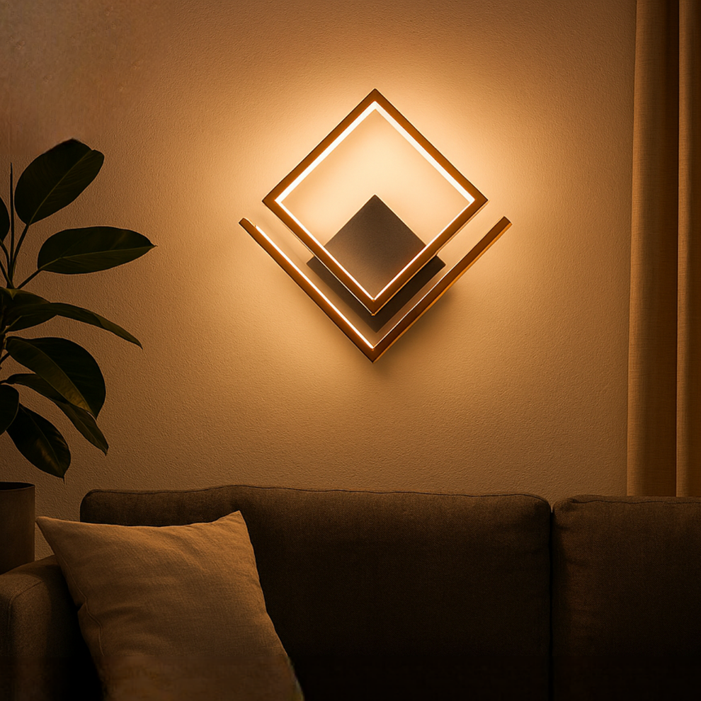 Indoor Light Sconce Double Square Metallic Wall lamp