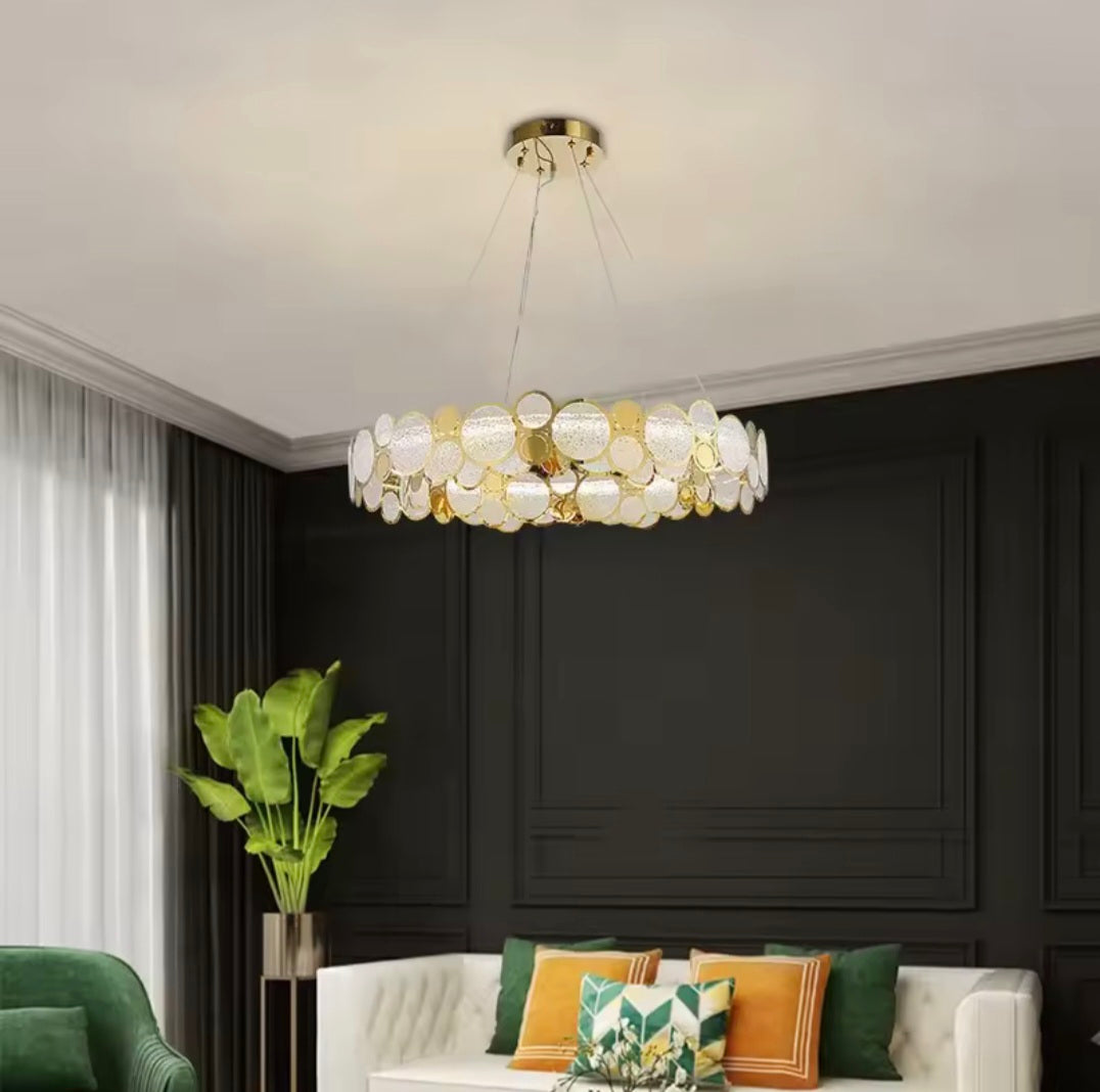 Rounded Crystal Golden Luxury Styled Chandlier Light