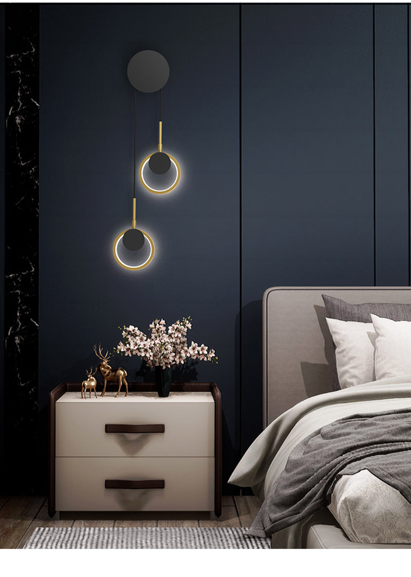 Nordic Double Rounded Black Gold Led Walllamp