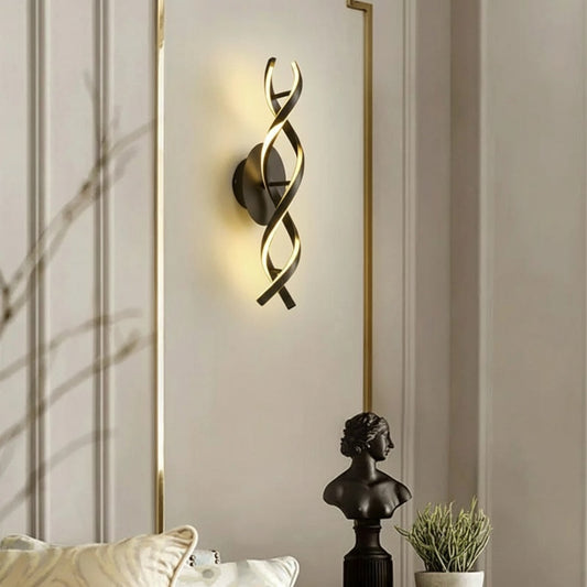 Double Spiral Modern Black Led Walllight