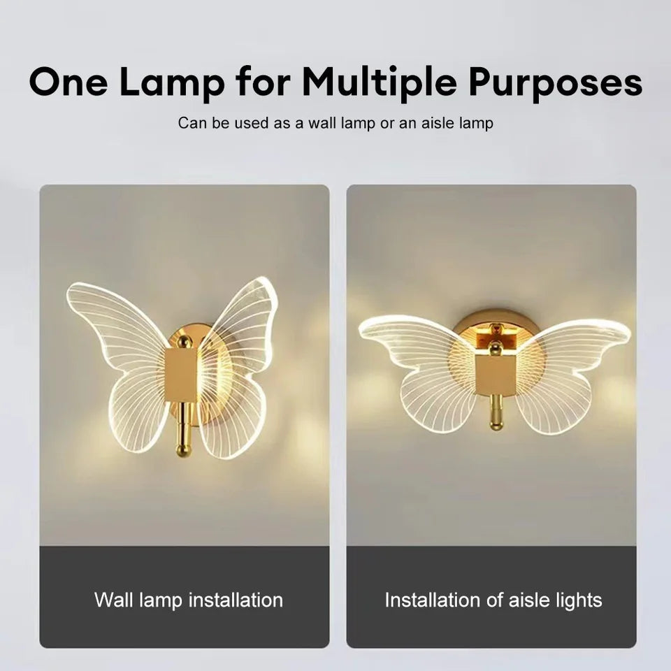 Led Butterfly Golden Walllamp