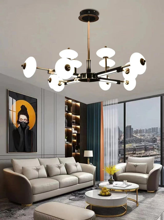 Modern Black White Led Chandlier 6 Light