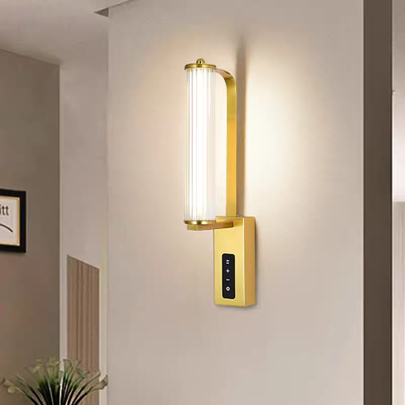 Dimmable Modern Glass Golden Spiral Led Walllamp