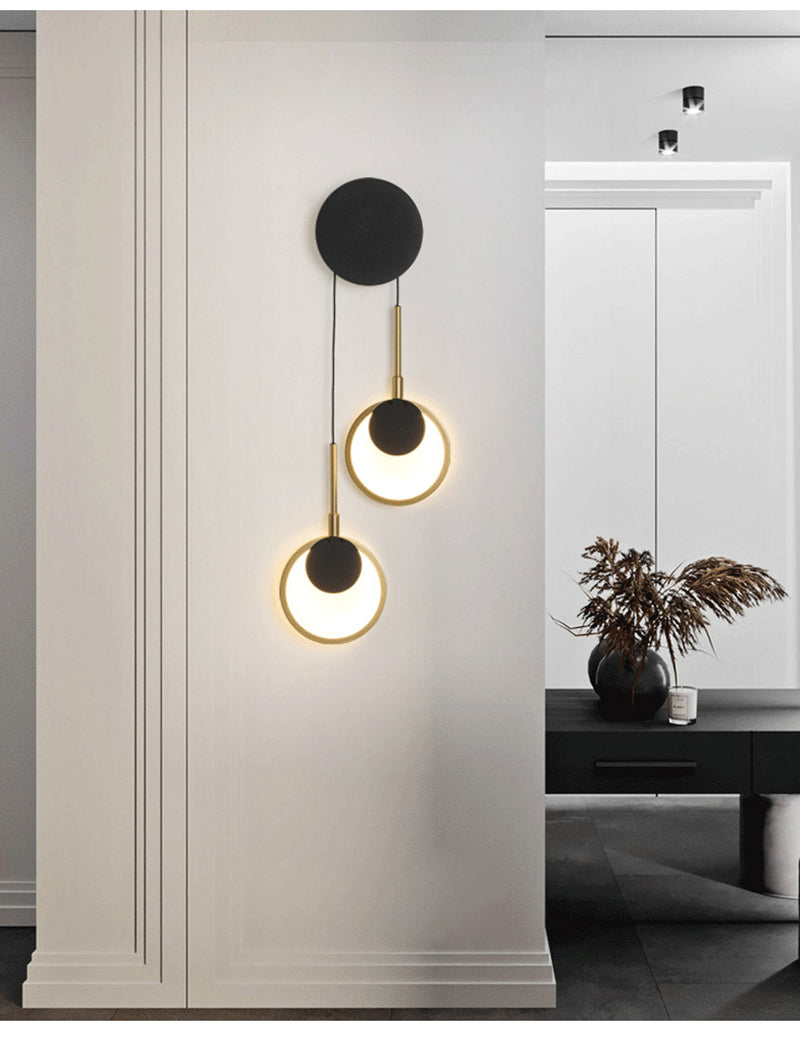 Nordic Double Rounded Black Gold Led Walllamp