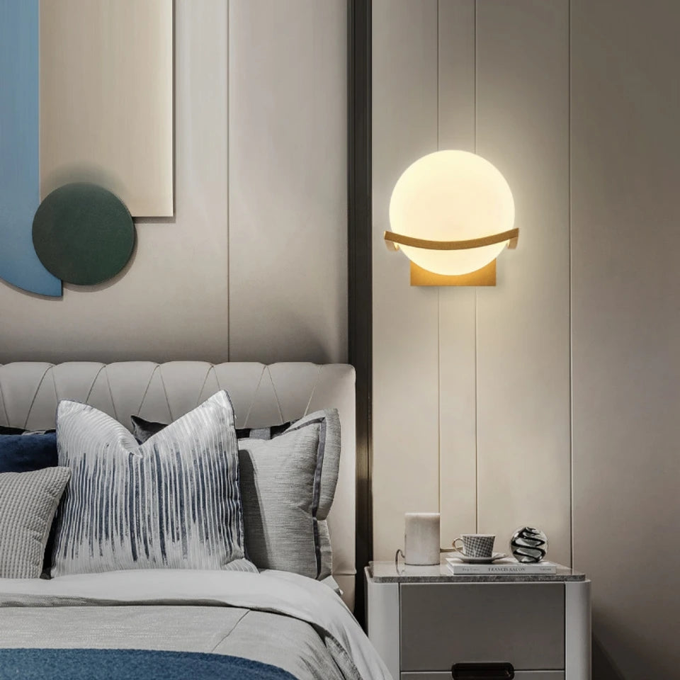 Round Globe Golden Classical Wall Lamp