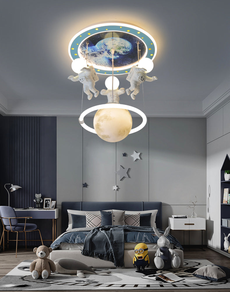 Galaxy World Three Headed Led Astranaut Styled Hanging Light