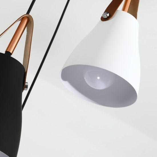 Leather Cone Black Gray White Hanging Light