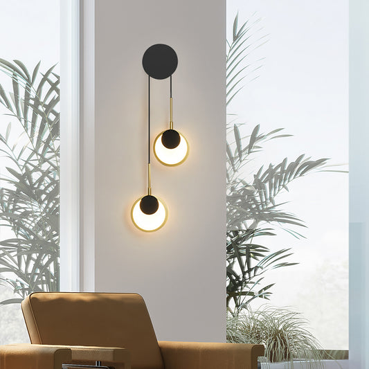 Nordic Double Rounded Black Gold Led Walllamp