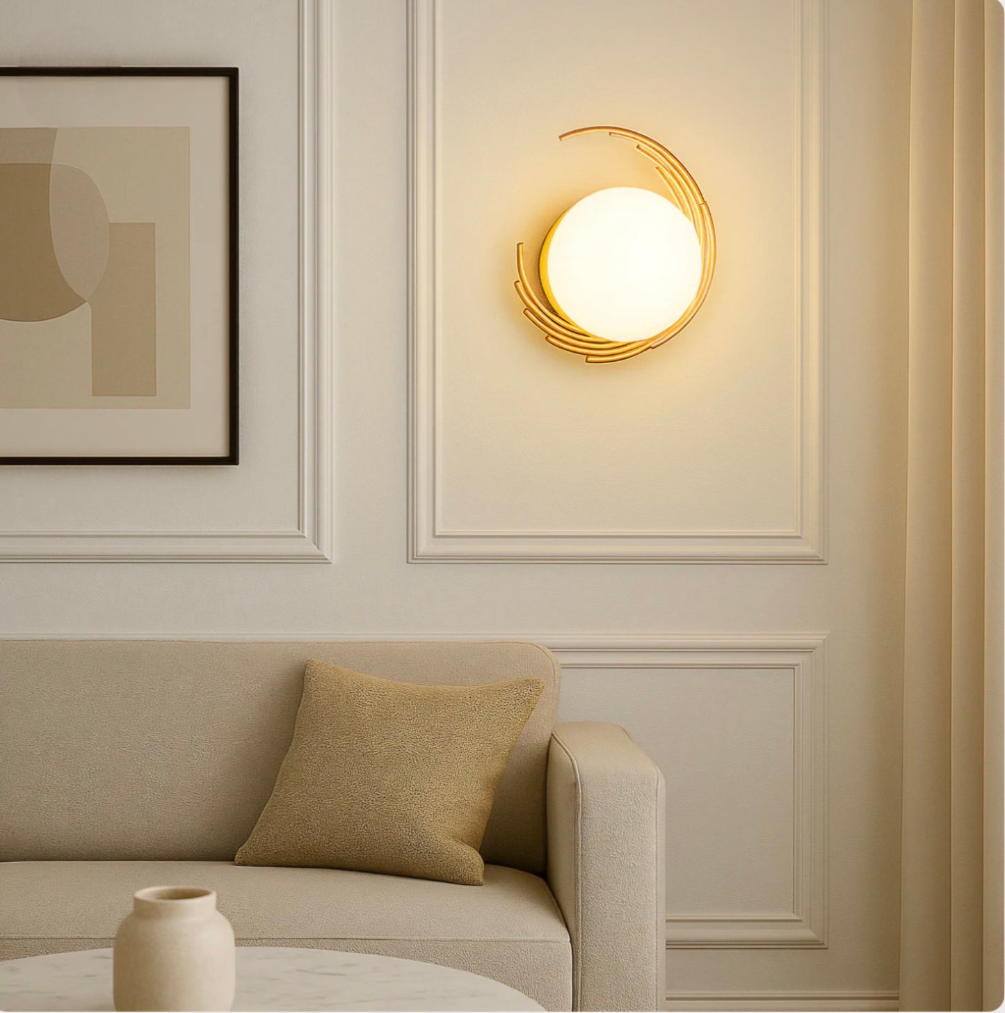 Rounded Modern Antique Styled Wall Lamp