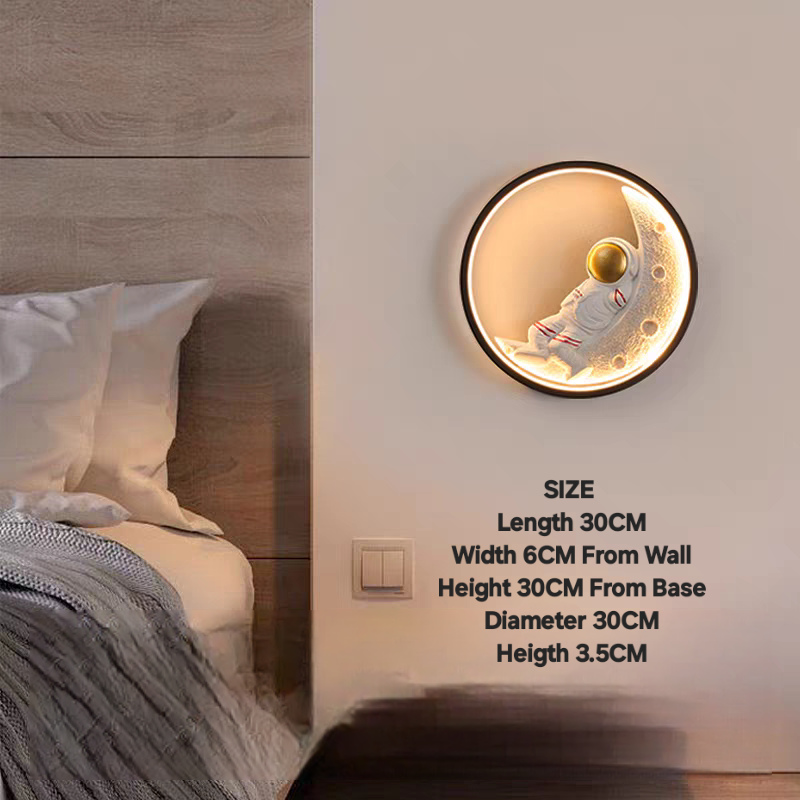 Nordic Astronaut Black Golden Round Led Walllight