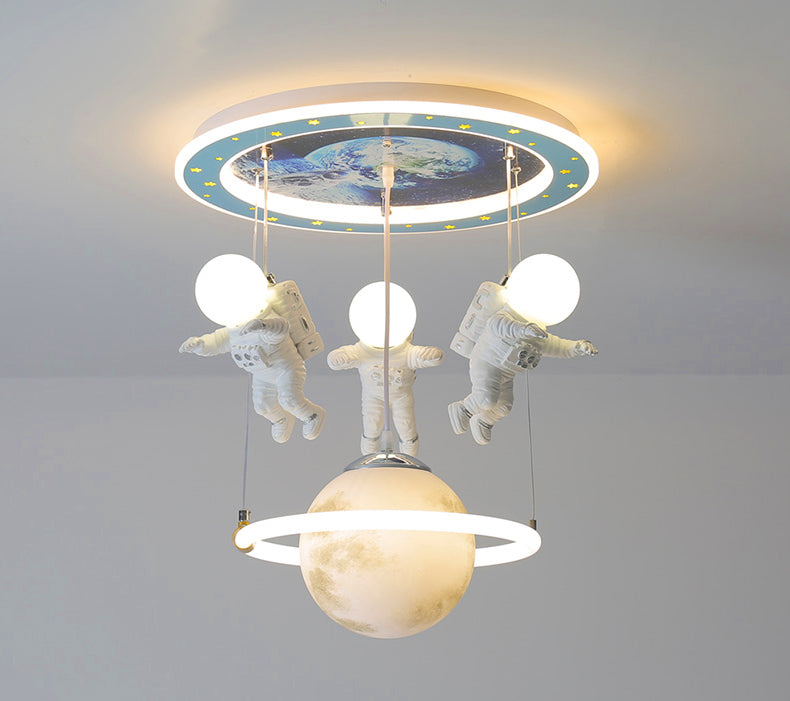 Galaxy World Three Headed Led Astranaut Styled Hanging Light