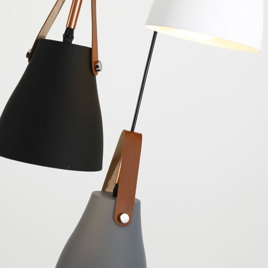 Leather Cone Black Gray White Hanging Light