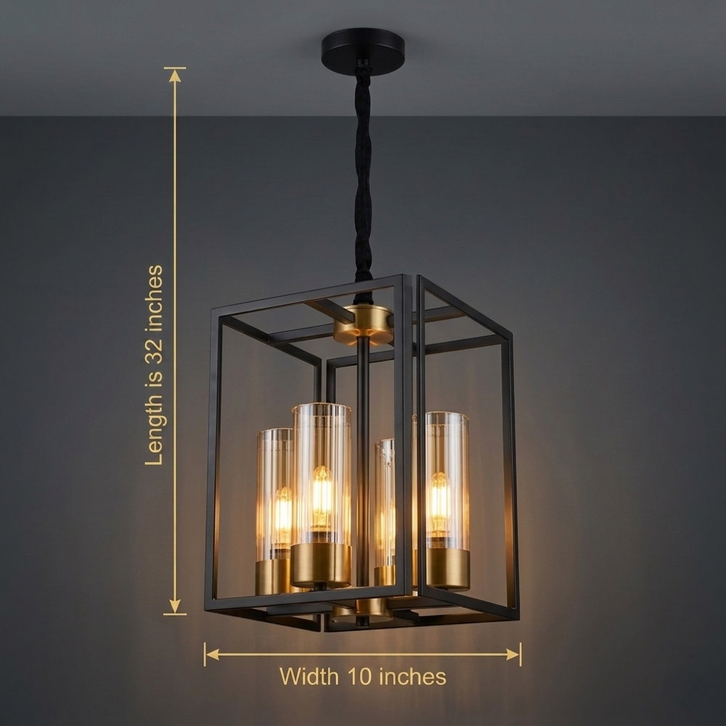 Antique Cage Style Black Golden Hanging Light