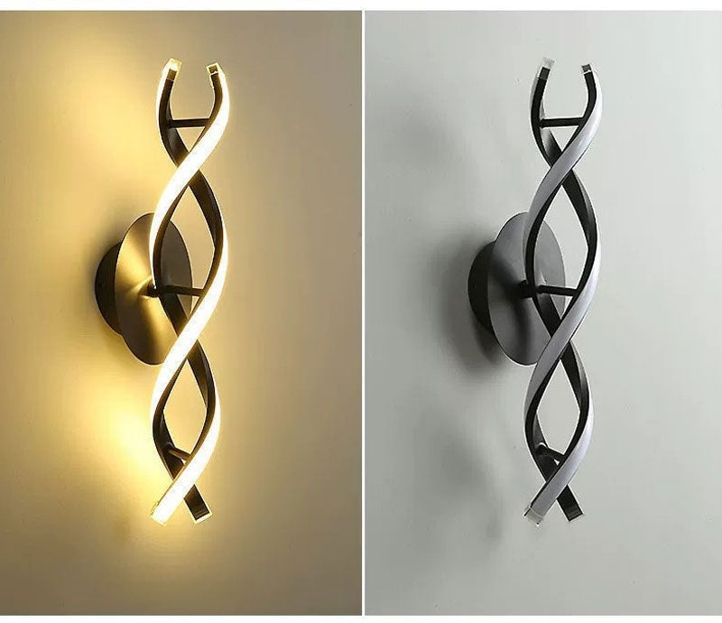 Double Spiral Modern Black Led Walllight