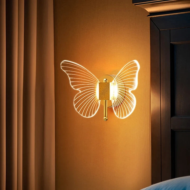 Led Butterfly Golden Walllamp