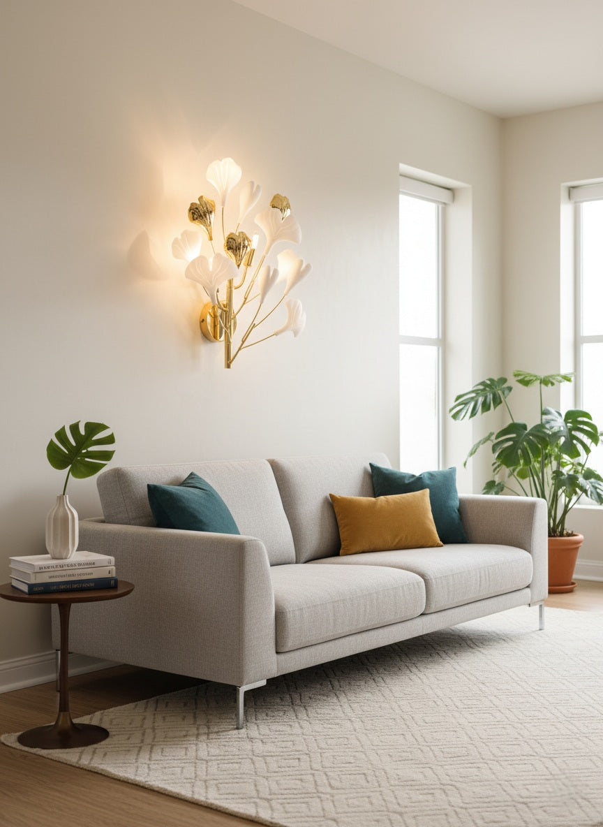Nordic Golden White Leafl Led Wall Light
