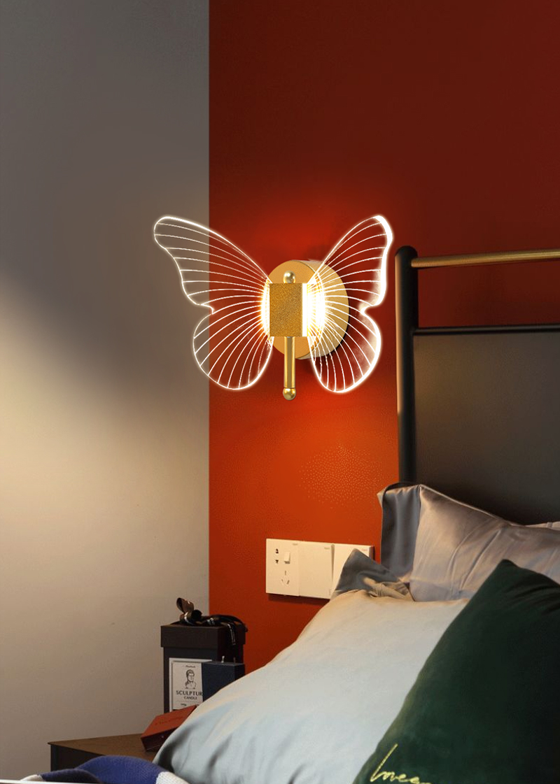 Led Butterfly Golden Walllamp