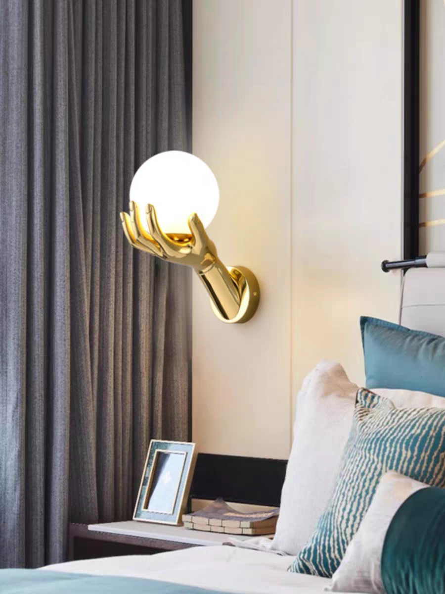 Hand Round Globe Golden Classical Wall Lamp