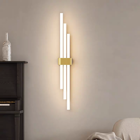 Led Stripted Golden Aryclic Wall Lamp (2 Feets)