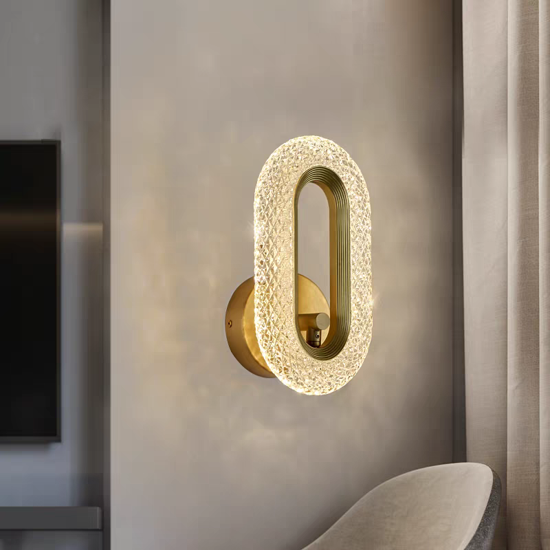 Oval Rounded Golden Metallic Wall Light