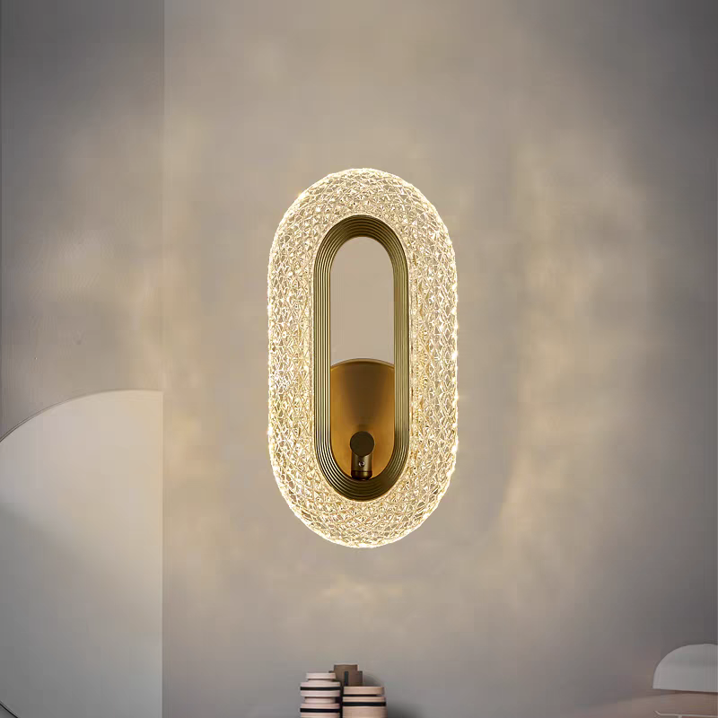 Oval Rounded Golden Metallic Wall Light