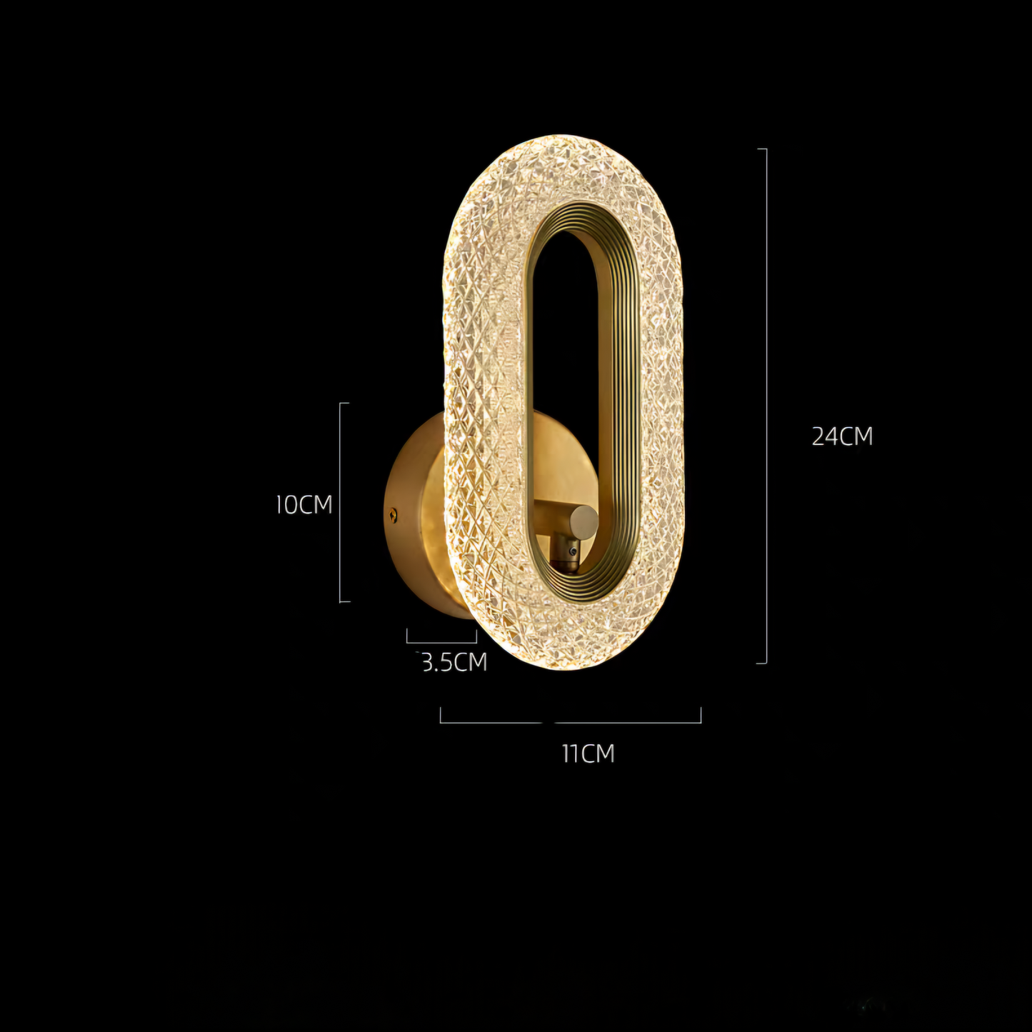 Oval Rounded Golden Metallic Wall Light