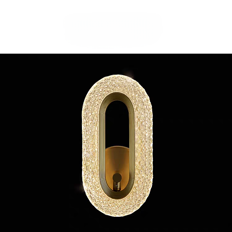 Oval Rounded Golden Metallic Wall Light