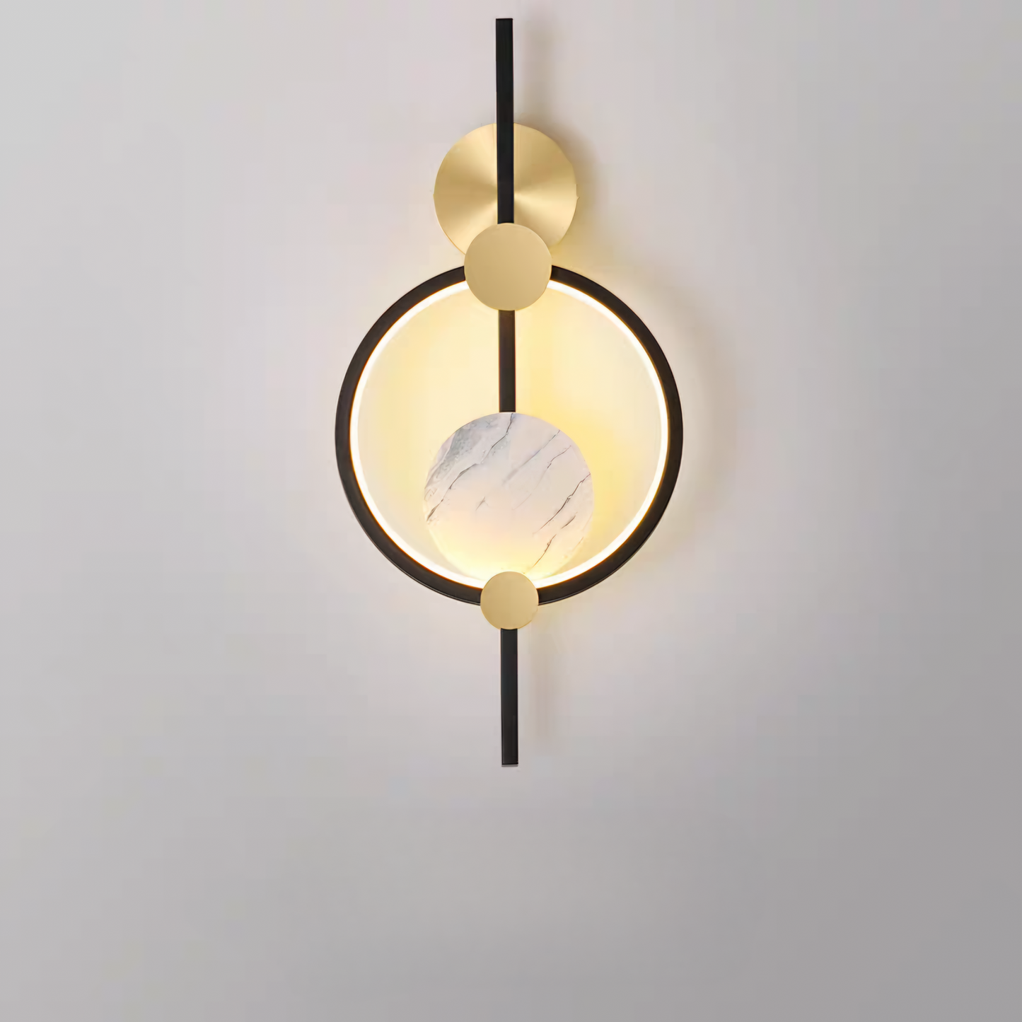 Double Rounded Golden Black Metallic Wall Light