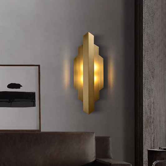 Back Led Golden Metallic Wall Lamp