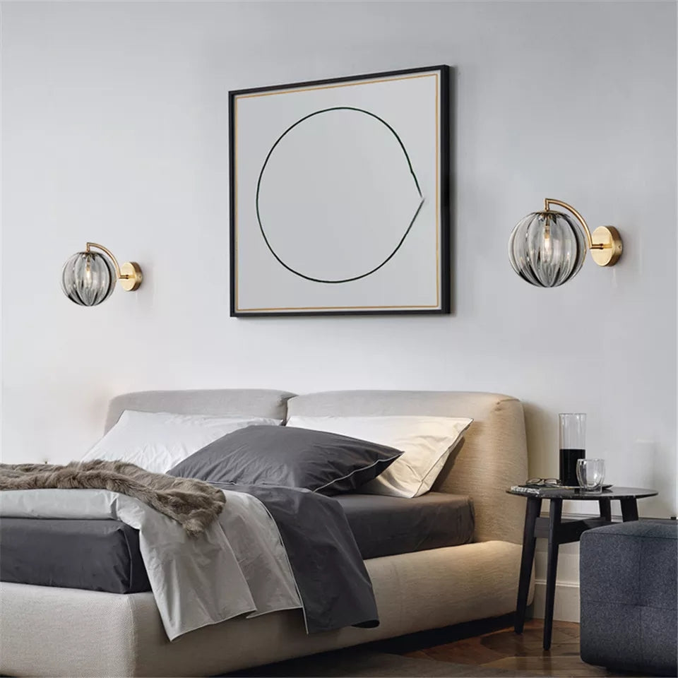 G9 Nodic Globe Brass Gray Metalllic Walllight