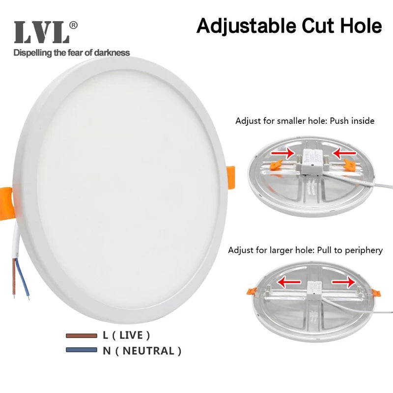 Led Ultra Thin Adjustable Free Hole Celling Round Light Warm & White