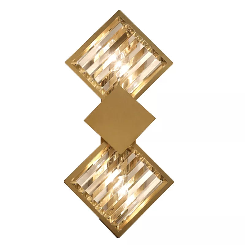 Crystal Golden Brass Double Wall Lamp