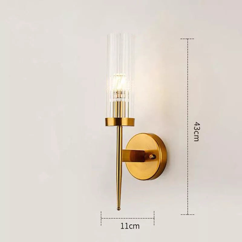 Glass Brass Golden Single Walllight