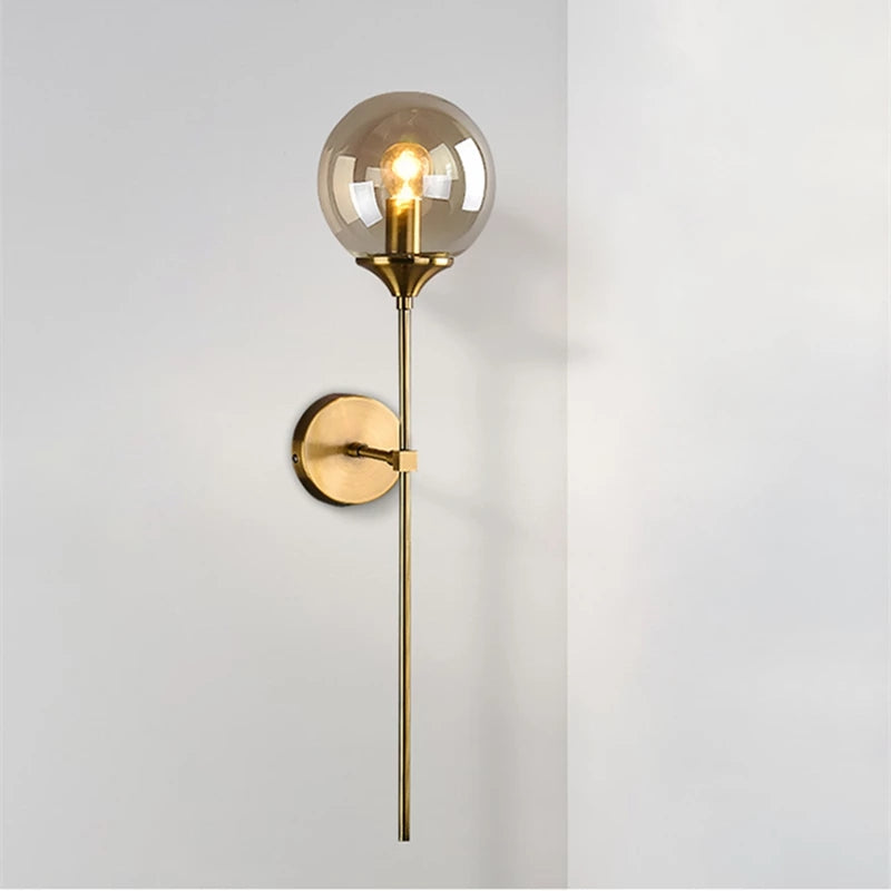 Antique Brass Golden Long Globe Walllight