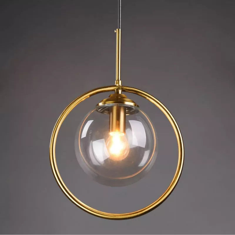 Brass Round Hanging Light