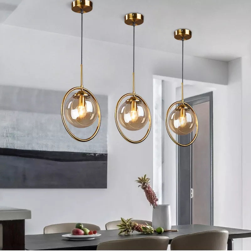 Brass Round Hanging Light