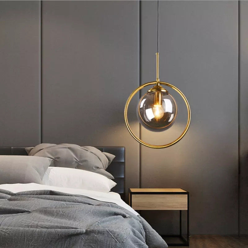 Brass Round Hanging Light