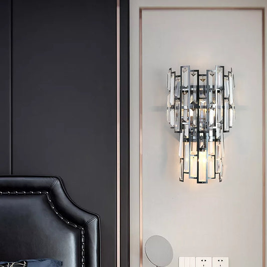 Modern Black Crystal Walllight